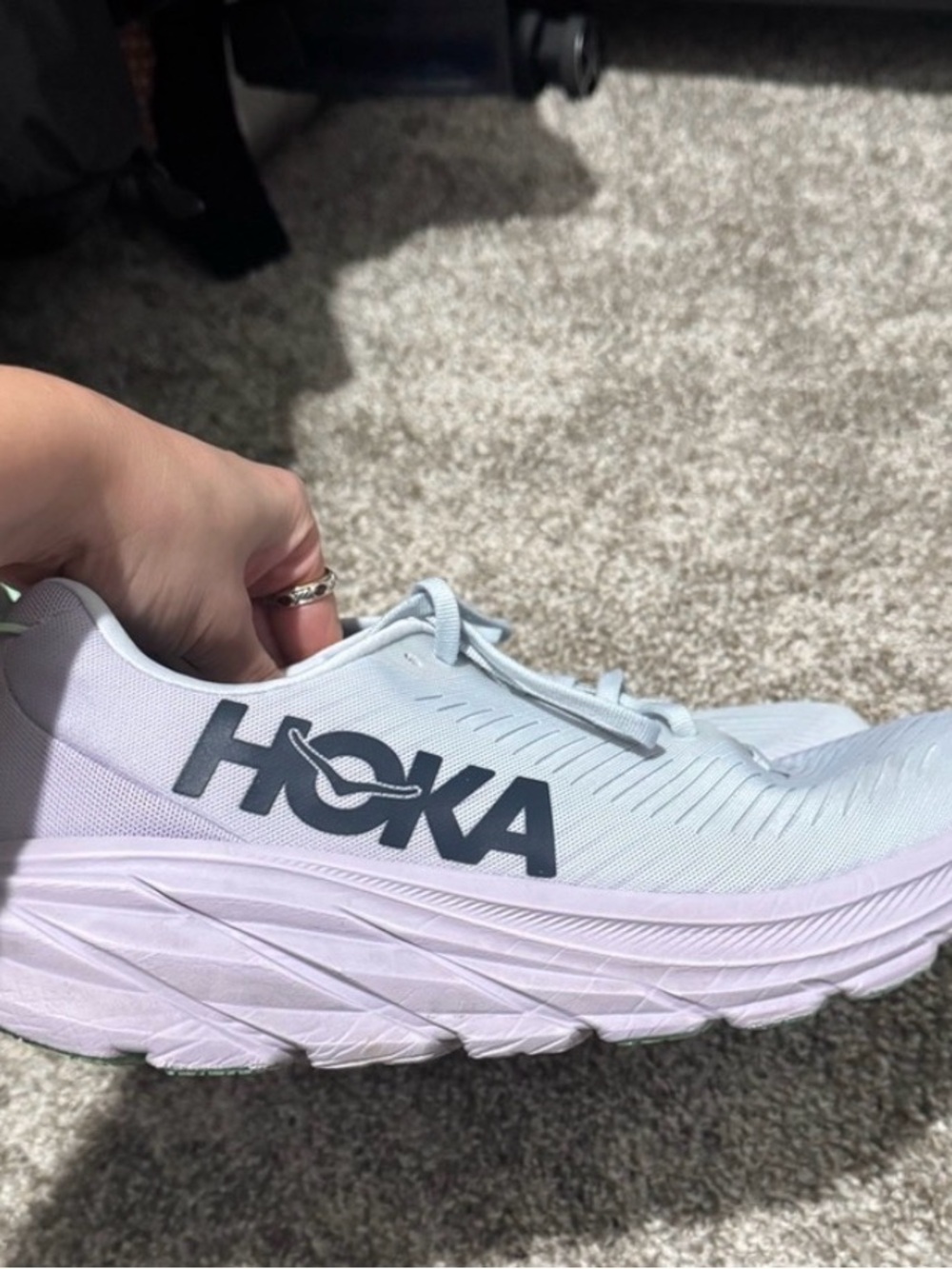 Hoka Women’s Light Blue and White Running Shoes size 10